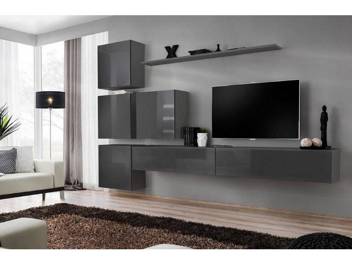 Xlmoebel Wohnwand Graues Trend Wohnzimmerregal TV Halterung Eleganz, (7-St., 1x Wohnwand + 2x TV Ständer + 4x Wandschrank + 1x Wandregal) von OTTO