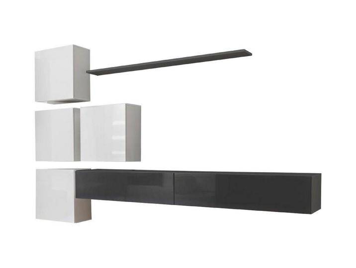 Xlmoebel Wohnwand Graues Wandregal Fernsehmöbel Luxus Vollständig Modern Stil Wohnraum, (8-St., 1x Wohnwand + 2x TV Ständer + 4x Wandschrank + 1x Wandregal) von OTTO