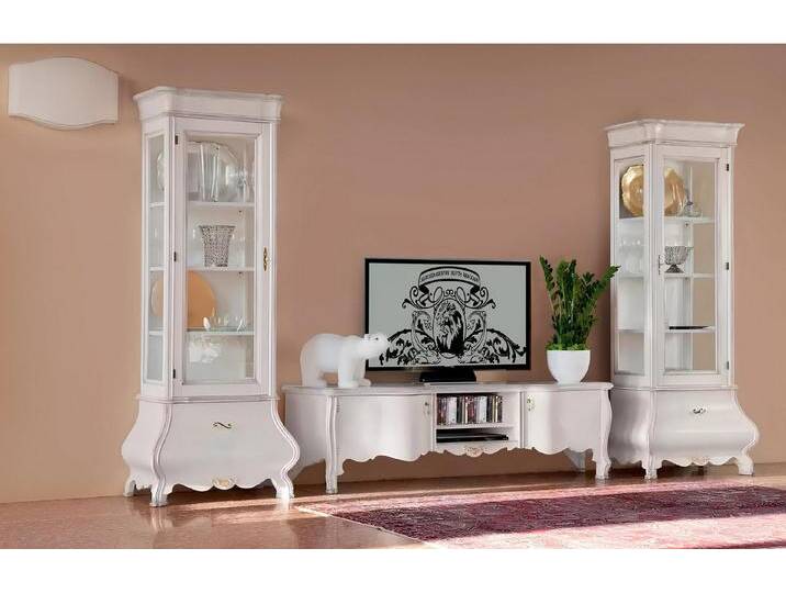 Xlmoebel Wohnwand Luxuriöses Wohnzimmermöbel-Set in Weiß mit 2 Vitrinen und TV-Ständer, (3-St., Set 3tlg(TV-Ständer+2x Vitrine), Hergestellt in Europa von OTTO