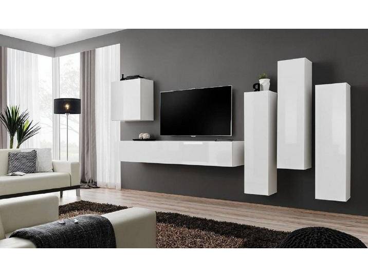 Xlmoebel Wohnwand Luxus Wohnkombination Weiß Wandschrank Wohnanlage Holz, (6-St., 1x Wohnwand + 1x TV Ständer + 4x Wandschrank), Hergestellt in Europa von OTTO