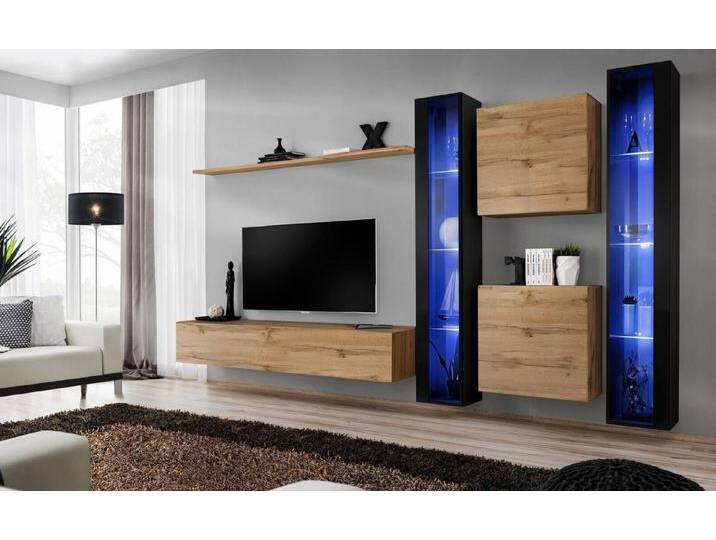 Xlmoebel Wohnwand Möbelkombination Wohnwand Schrank Set Hängend, (7-St), Hergestellt in Europa, braun von OTTO