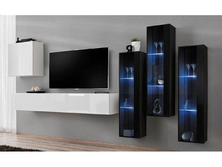 Xlmoebel Wohnwand Neue Wohnzimmersitzgarnitur Hochglanz Holzschrank Moderne 5-teilig, (6-St., Wohnwand + TV Ständer + 4x Wandschrank) von OTTO