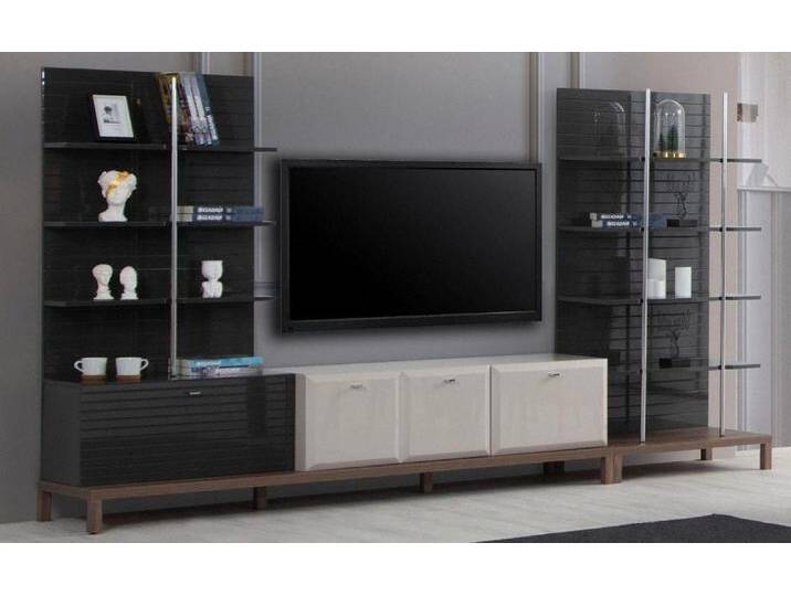 Xlmoebel Wohnwand Neues Set mit Designer TV-Regalen für das Wohnzimmer in Schwarz-Weiß, (1-St., Wohnwand), Hergestellt in Europa, schwarz von OTTO