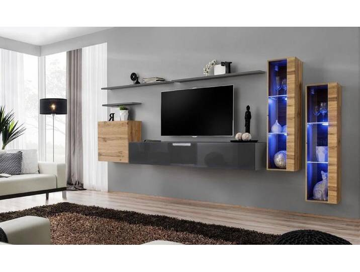 Xlmoebel Wohnwand Premium Stil Möbel Set Wohnwand Sideboard Fernsehmöbel, (8-St., 1x Wohnwand + 1x TV Ständer + 3x Wandschrank + 3x Wandregal) von OTTO