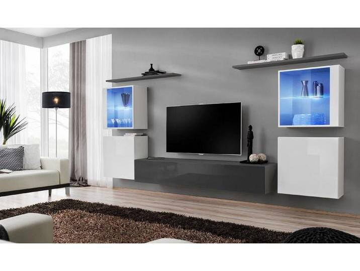 Xlmoebel Wohnwand Set 8tlg. Wohnwand Premium Sideboard TV Halter Lowboard Wandregale, (8-St., Wohnwand, TV Ständer, 4x Wandschrank, 2x Wandregale) von OTTO
