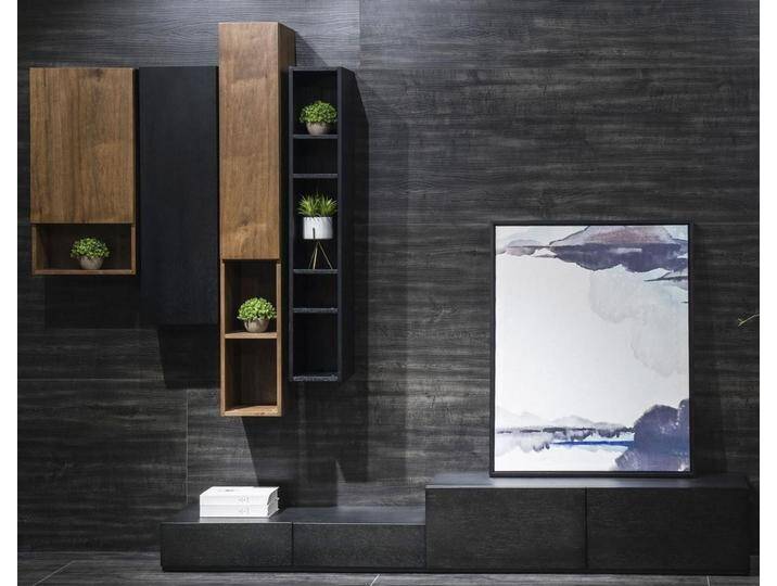 Xlmoebel Wohnwand TV-Möbel Möbelwand Regal Wohnwand Schrank Sideboard Holz Design, (5-St., Wohnwand), Hergestellt in Europa, schwarz von OTTO