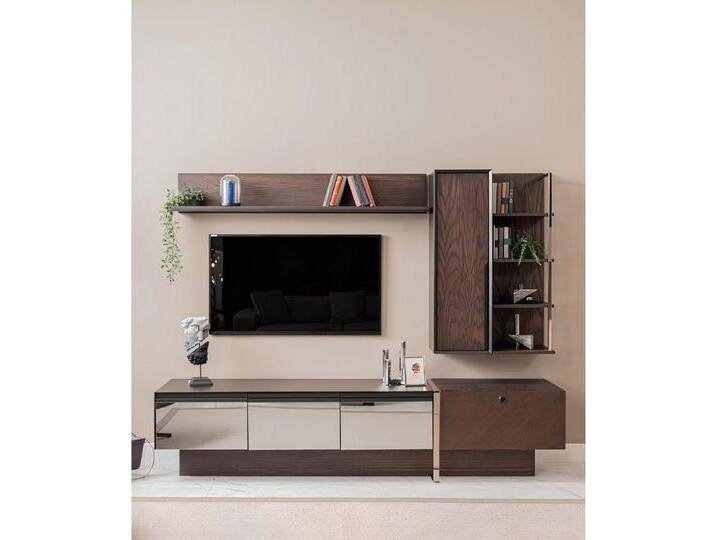 Xlmoebel Wohnwand TV-Möbel Set in Braun aus Holz - Wohnzimmerschrank mit Regalen, (Wohnwand), Hergestellt in Europa, braun von OTTO