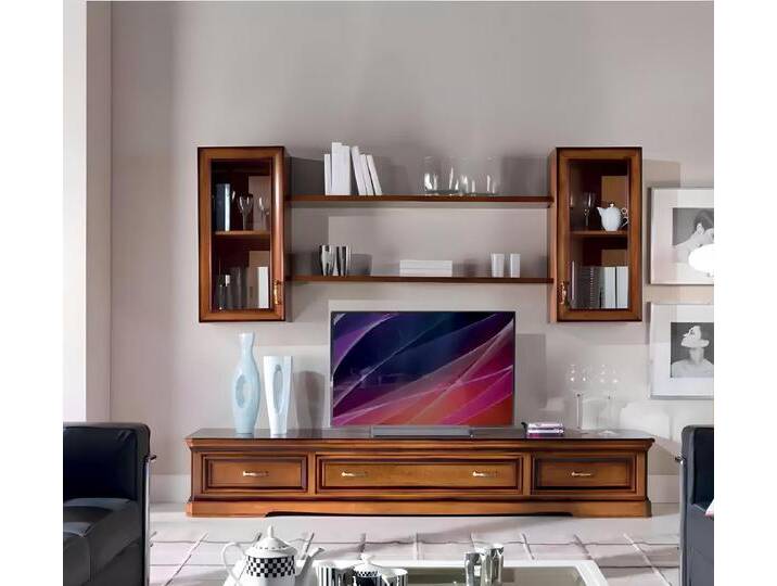 Xlmoebel Wohnwand Traditionelle Wohnzimmermöbel-Set mit Wandregalen, TV-Schrank, (Set 5tlg. Wohnwand (Lowboard + 2x Wandschränke + 2x Wandregale) von OTTO