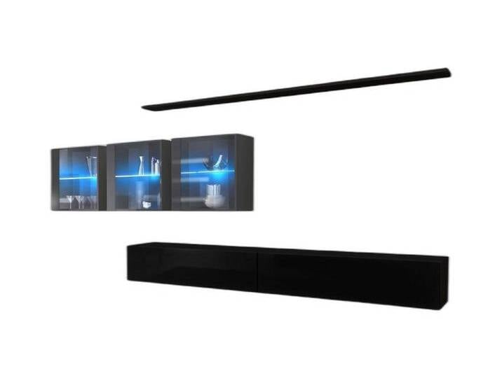 Xlmoebel Wohnwand Wandmöbel Set 7-teilig Modernes Wohnzimmer TV-Möbel Design Wand, (8-St), Hergestellt in Europa, schwarz von OTTO