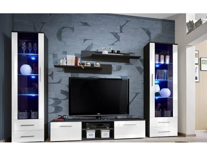 Xlmoebel Wohnwand Wandregal Kollektion Deluxe Möbel Wohnzimmer Holz Design Aktuell, (6-St., 1x Wohnwand + 1x TV Ständer + 2x Vitrine + 2x Wandregal) von OTTO