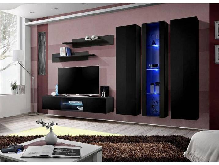 Xlmoebel Wohnwand Wandregal Set für das Wohnzimmer 6-teilig TV-Ständer Möbel Modern, (6-St., 1x Wohnwand+1x TV Ständer+2x Wandschrank+1x Hänge Vitrine+2x Wandregal) von OTTO