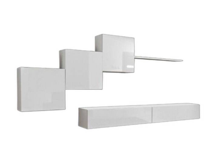Xlmoebel Wohnwand Weiße Wohnwand TV Halter Sideboard Komplett Modernes Wohnzimmer, (6-St., 1x Wohnwand + 2x TV Ständer + 3x Wandschrank + 1x Wandregal) von OTTO