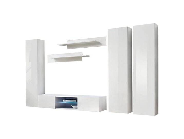 Xlmoebel Wohnwand Weiße Wohnwand Wandschrank Set Wohnzimmer Stilvoll, (6-St., 1x Wohnwand + 1x TV Ständer + 3x Wandschrank + 2x Wandregal) von OTTO