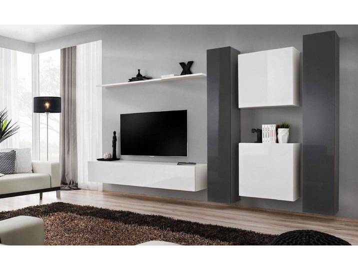 Xlmoebel Wohnwand Wohndesign Möbel Weiße Wohnwand Designer Ausstattung Komplett, (6-St., 1x TV Ständer + 4x Wandschrank + 1x Wandregal) von OTTO