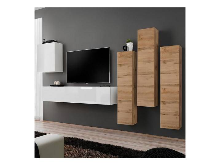 Xlmoebel Wohnwand Wohnraum Regalwand Schrankablage Möbel TV-Halterung, (6-St., 1x Wohnwand + 1x TV Ständer + 4x Wandschrank), Hergestellt in Europa von OTTO