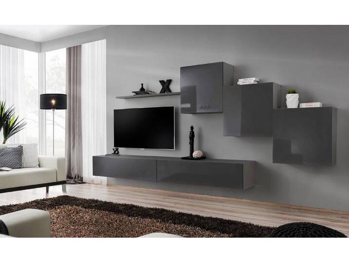 Xlmoebel Wohnwand Wohnzimmer Arrangement 6-teilig Regalset Komplettschrank Kombi, (6-St., 1x Wohnwand + 2x TV Ständer + 3x Wandschrank + 1x Wandregal) von OTTO