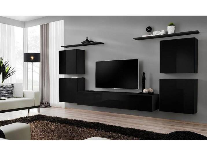 Xlmoebel Wohnwand Wohnzimmer Regal Wand Einrichtung Luxuriöse Wohnwand Komplettset, (7-St., 1x Wohnwand + 1x TV Ständer + 4x Wandschrank + 2x Wandregal) von OTTO