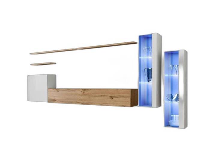 Xlmoebel Wohnwand Zeitgemäße Wohnkombination Premium Holz Wandregale Zimmer Einrichtung, (7-St., 1x Wohnwand + 1x TV Ständer + 3x Wandschrank + 3x Wandregal) von OTTO