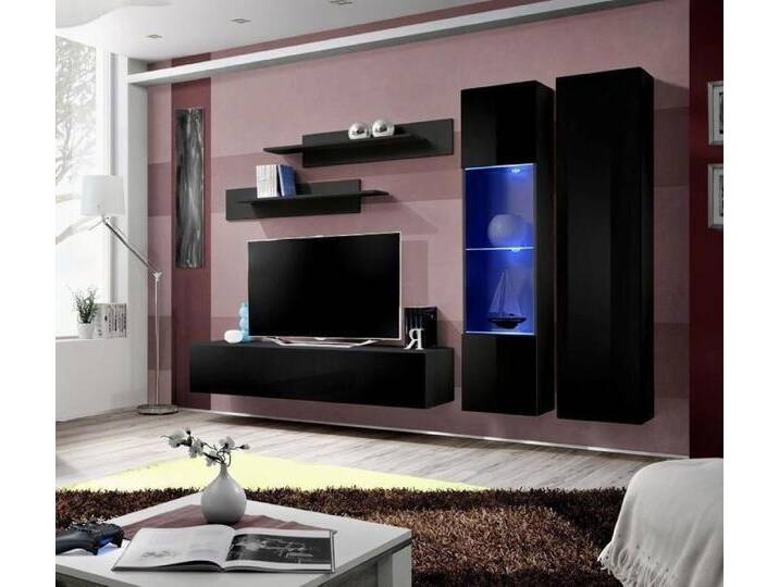 Xlmoebel Wohnwand Zeitgemäße Wohnlösung Wohnzimmer Regal Design TV Halterung Sideboard, (5-St., Wandschrank + TV Ständer + 2x Wandregal + Hänge Vitrine) von OTTO