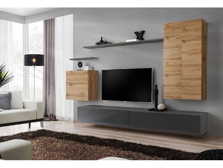 Xlmoebel Wohnwand Zeitgemäße Wohnwand schwebender Schrank rtv Wohnraum Wandregal, (8-St., 1x Wohnwand + 2x TV Ständer + 3x Wandschrank + 2x Wandregal) von OTTO