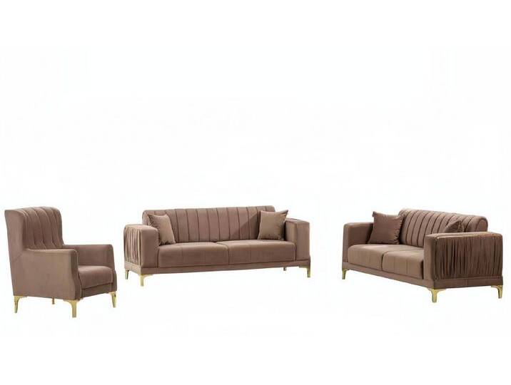 Xlmoebel Wohnzimmer-Set 3-Sitzer Sofa Wohnzimmer Set mit Couch und Lounge-Sessel, (2x 3-Sitzer Sofas + Sessel), Hergestellt in Europa, braun von OTTO