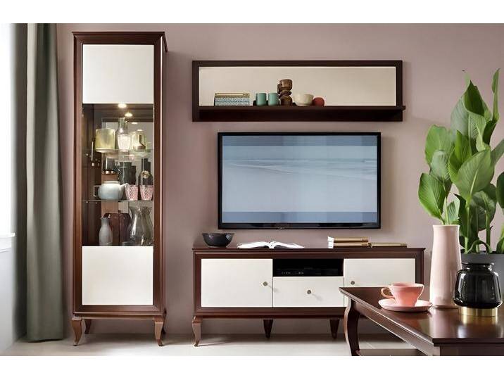 Xlmoebel Wohnzimmer-Set 3-teiliges Wohnzimmer-Ensemble mit eleganter TV-Bank vollständigem, (3-St., 3tlg Wohnzimmer Set (TV Lowboard + Wandregal + Vitrine) von OTTO