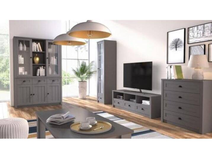 Xlmoebel Wohnwand 5-teiliges Wohnzimmermöbel-Set mit Designer-Sideboard und Couchtisch, (5-St., 5tlg.Wohnzimmer Set (RTV + Kommode + Couchtisch + 2x Vitrine) von OTTO