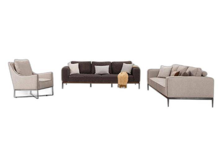 Xlmoebel Wohnzimmer-Set Beige 3-Sitzer Sofa Ensemble Moderne Sofa-Stühle Set, (3-St., 4-Sitzer + 3-Sitzer + Sessel), Hergestellt in Europa, braun grau von OTTO