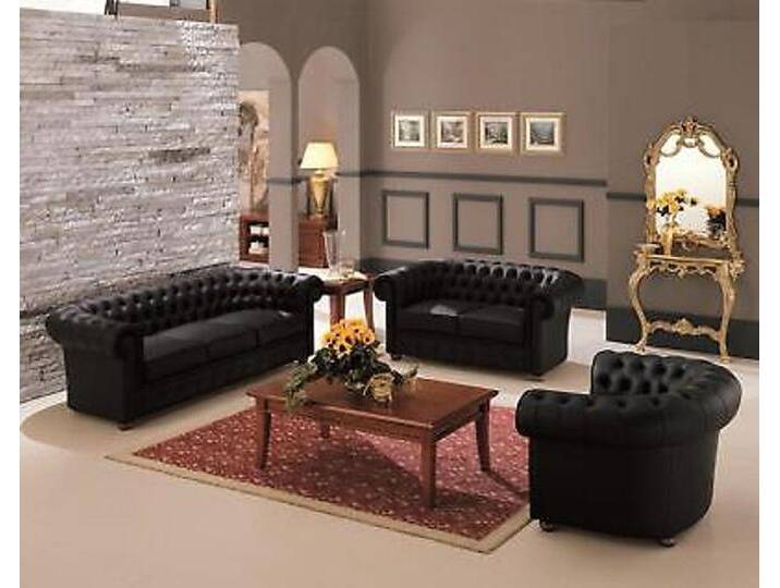 Xlmoebel Wohnzimmer-Set Chesterfield Couch Polster Sofagarnitur 3+2+1 Sitzer 100% Leder, (3-St., 3-Sitzer Sofa/2-Sitzer Sofa/Sessel), Made in Europa von OTTO