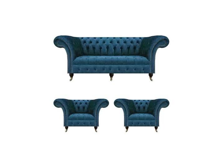 Xlmoebel Wohnzimmer-Set Chesterfield Moderne Set 3-teilig Luxus Sofas Komplett Ausstattung, (3-St., 3tlg Wohnzimmer Set (Sofa 3 Sitzer + 2x Sessel) von OTTO