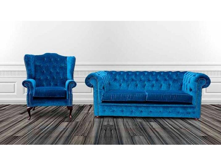 Xlmoebel Wohnzimmer-Set Chesterfield Textil-Sofagarnitur mit Ohrensessel #426, (Chesterfield 3 Sitzer +Ohrensessel - 426), Hergestellt in Europa von OTTO
