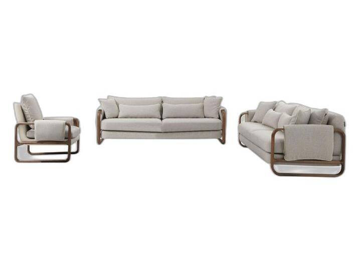 Xlmoebel Wohnzimmer-Set Couch-Set 2-Sitzer Stuhl Doppelsofa Zeitgenössisch Gewebe Grau Design, (3-St., 2x 2-Sitzer + 1x Sessel), Hergestellt in Europa von OTTO