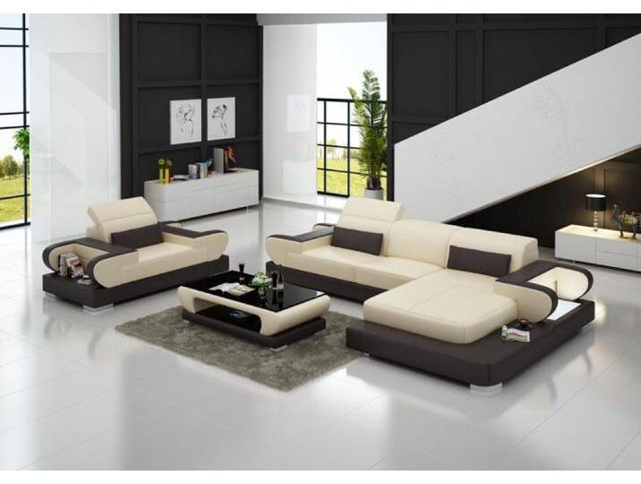 Xlmoebel Wohnzimmer-Set Designer Eckcouch Luxusstuhl XXL Polstersofa Wohnlandschaft, (2-St., Ecksofa + Sessel), Hergestellt in Europa, beige braun von OTTO
