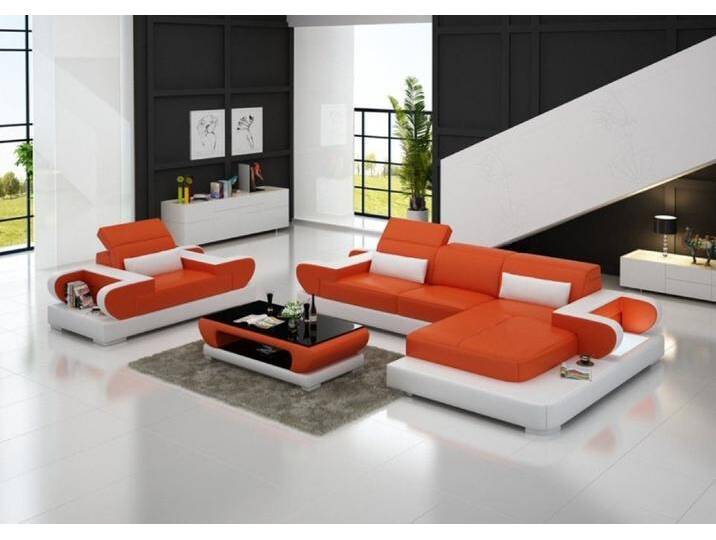 Xlmoebel Wohnzimmer-Set Designer Eckcouch Luxusstuhl XXL Polstersofa Wohnlandschaft, (2-St., Ecksofa + Sessel), Hergestellt in Europa, orange von OTTO