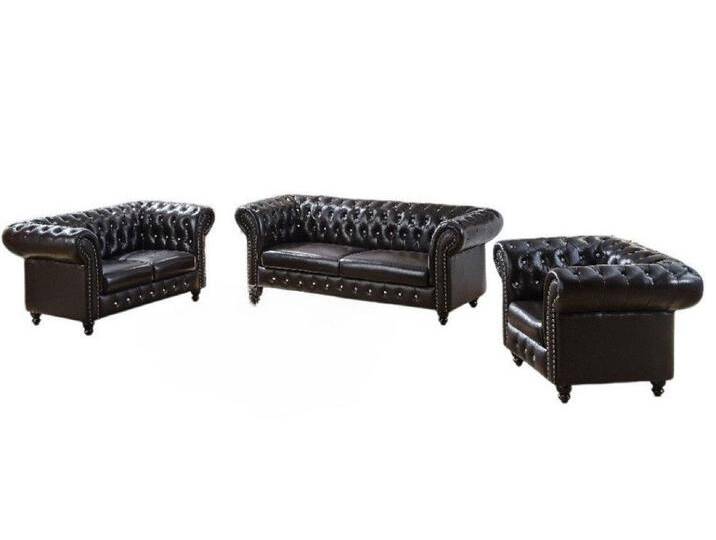 Xlmoebel Polstergarnitur Elegante Chesterfield Polstergarnitur exklusives Luxus Design, (3-Sitzer Sofa + 2-Sitzer Sofa + 1-Sitzer Sofa) von elegante
