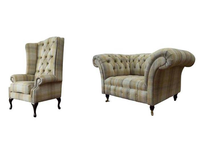 Xlmoebel Wohnzimmer-Set Elegantes Chesterfield Wohnraum Ensemble Sesselgruppe 1+1 Platz Möbel, (2-St., Sessel + Ohrensessel), Hergestellt in Europa von OTTO