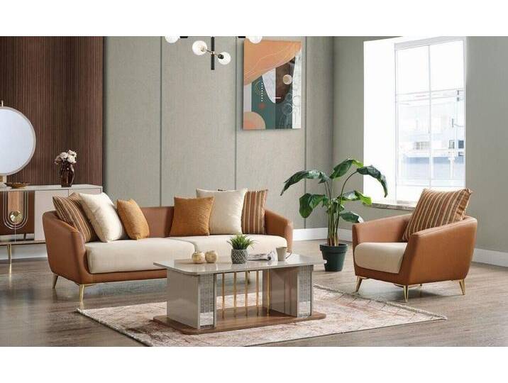 Xlmoebel Wohnzimmer-Set Exklusive Sitzgruppe Wohnzimmer 3+1 mit Tischset, (3-St., 1x Sofa 3 Sitzer + 1x Sessel + 1x Couchtisch), Hergestellt in Europa von OTTO