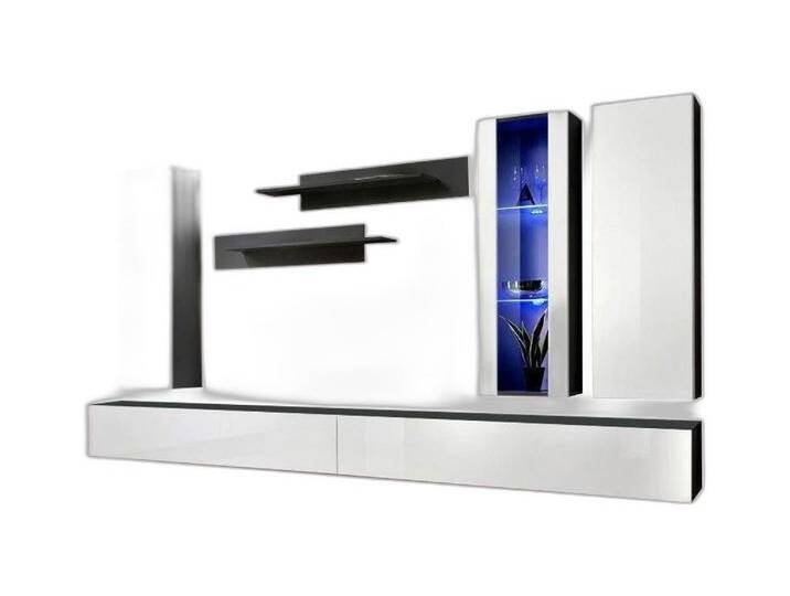 Xlmoebel Wohnzimmer-Set Exklusive Wohnwand TV Halterung Holz Designer Zeitgenössische Möbel, (8-St., 1x Wohnwand+2x TV Ständer+1x Hänge Vitrine+2x Wandschrank+2x Wandregal) von OTTO