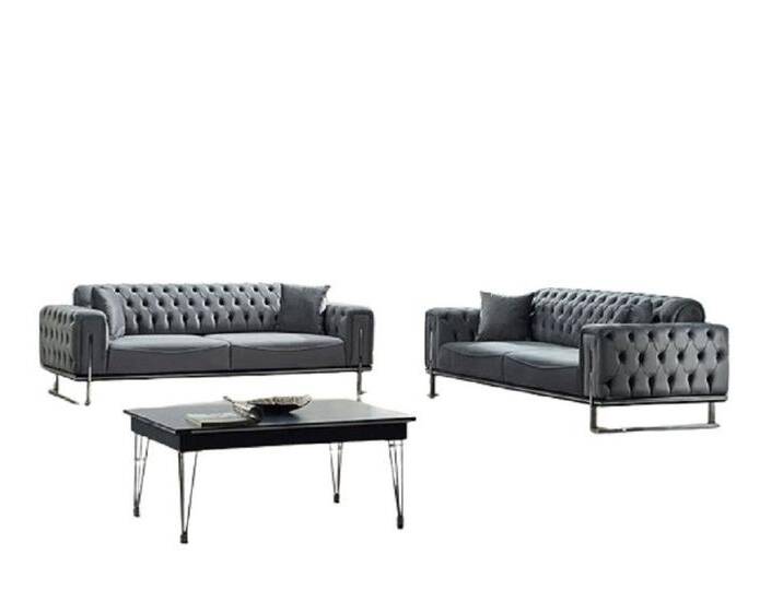 Xlmoebel Wohnzimmer-Set Exklusives 2-Sitzer-Sofa Chesterfield in Grau für das Wohnzimmer, (2-St., 2x Sofa 3 Sitzer), Hergestellt in Europa, grau von OTTO