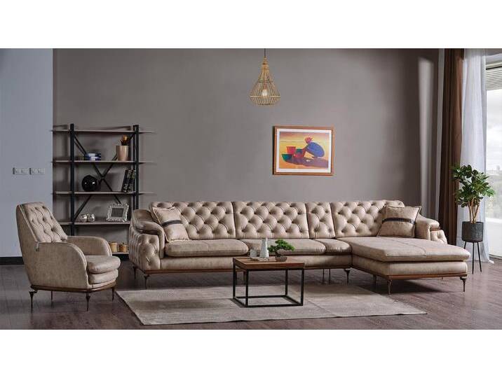 Xlmoebel Wohnzimmer-Set Exquisite Wohnzimmer Ensemble Sessel L-Form Sofa Modern Chesterfield, (2-St., 1x Ecksofa L-Form + 1x Sessel), Hergestellt in Europa von OTTO