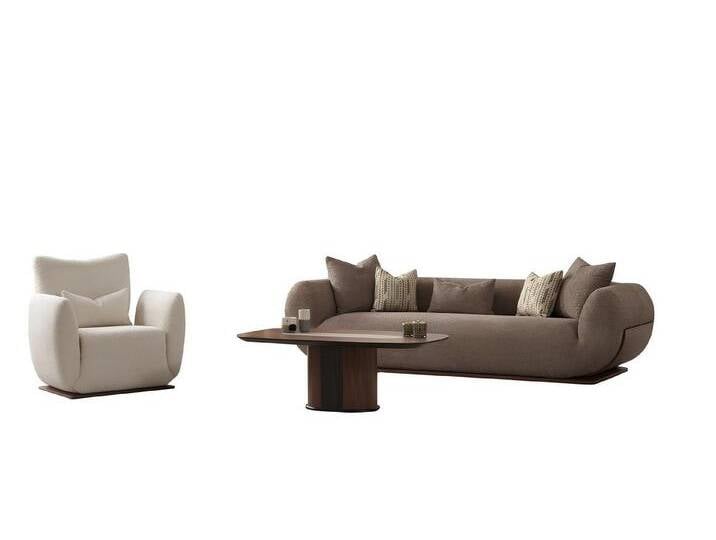 Xlmoebel Polstergarnitur Gemütliches 3-Sitzer-Sofa mit Sessel und Couchtisch in Grau, (3tlg. Wohnzimmer Set(Sofa 3 sitzer+Sessel+Couchtisch) von OTTO