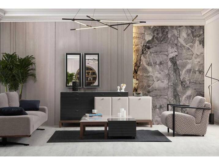Xlmoebel Wohnzimmer-Set Hochwertige Wohnzimmergarnitur vom Designer 3+1 Sitzer mit Sideboard, (4-St., 4tlg.Wohnzimmer Set (Sofagarnitur 3+1 Sitzer + Anrichte + Couchtisch) von OTTO
