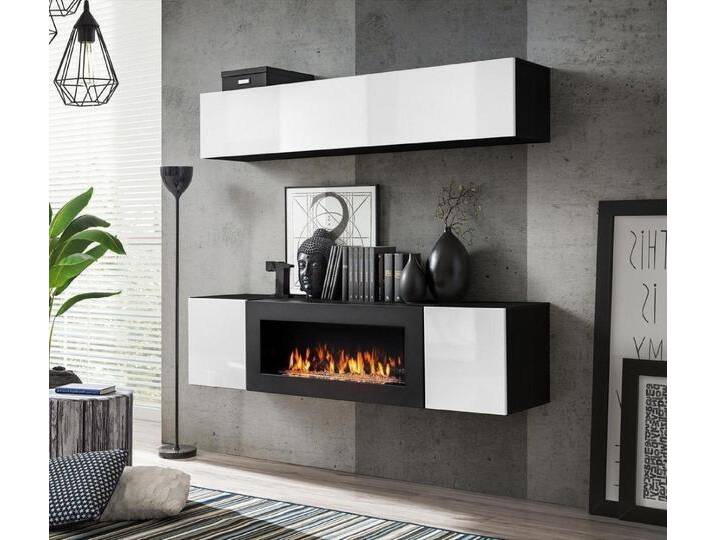Xlmoebel Wohnzimmer-Set Kaminregal mit Sideboard Hochglanz Wandschrank Wohnzimmer Möbel, (3-St., 1x Wohnwand + 1x Sideboard + 1x Wandschrank) von OTTO