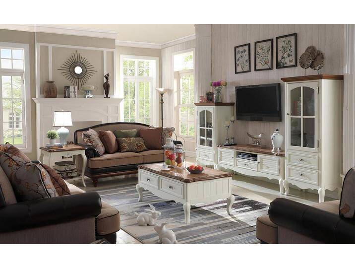 Xlmoebel Wohnzimmer-Set Landhaus Stol Wohnzimmermöbel-Set mit Vitrine, Sideboard, (3tlg.Wohnzimmer Set (Sideboard + 2xVitrine), Hergestellt in Europa von OTTO