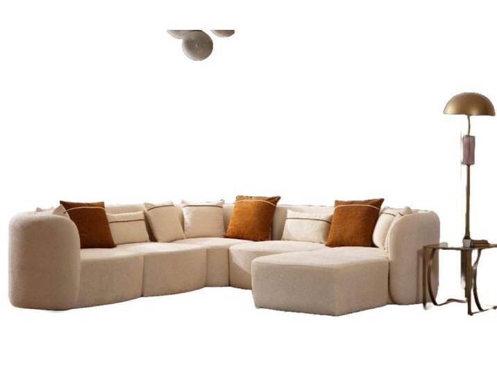 Xlmoebel Wohnzimmer-Set Modernes Wohnzimmer mit beigem L-förmigen Sofa, (Ecsofa L - Form + Pouffe EAN : 4067282674004(ATCNCPT), Hergestellt in Europa von OTTO