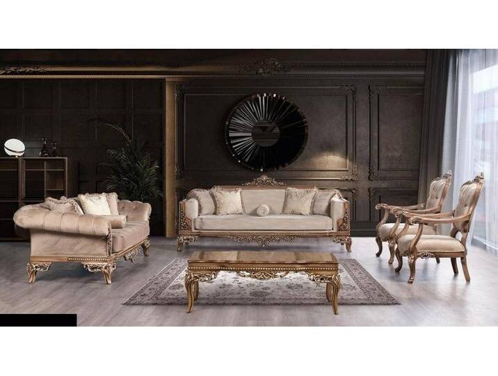 Xlmoebel Wohnzimmer-Set Sofagarnitur 3+3+1+1 Sitz Couchtisch Chesterfield Sofa Sessel, (5-St., 3+3+1+1 Sitzer + Couchtisch), Hergestellt in Europa von OTTO