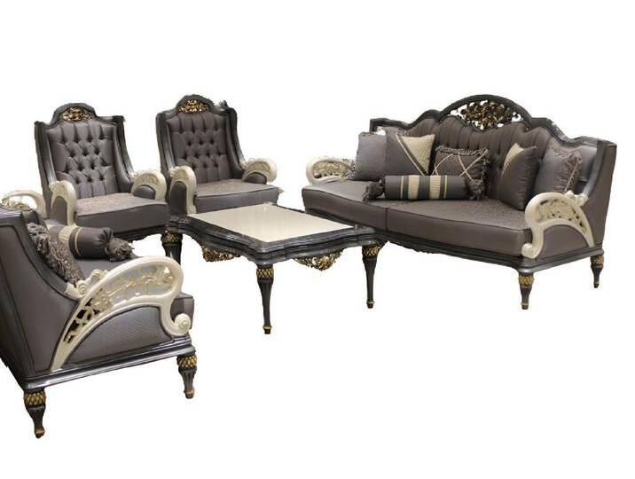Xlmoebel Wohnzimmer-Set Vollständige Sofaset 3311 + Tisch Set Chesterfield Entspannungsstuhl, (5-St., 2x Sofa 3 Sitzer / 2x Sessel / Couchtisch) von OTTO
