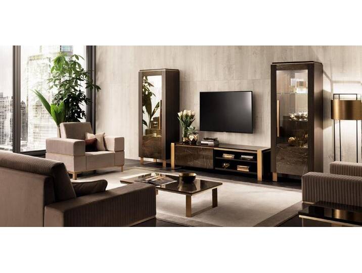 Xlmoebel Wohnzimmer-Set Wohnregal Stilvolle Glasvitrine Wohnzimmer Design Klassisch 3-teilig., (3-St., Sideboard + 2x Vitrinen), Hergestellt in Europa von OTTO
