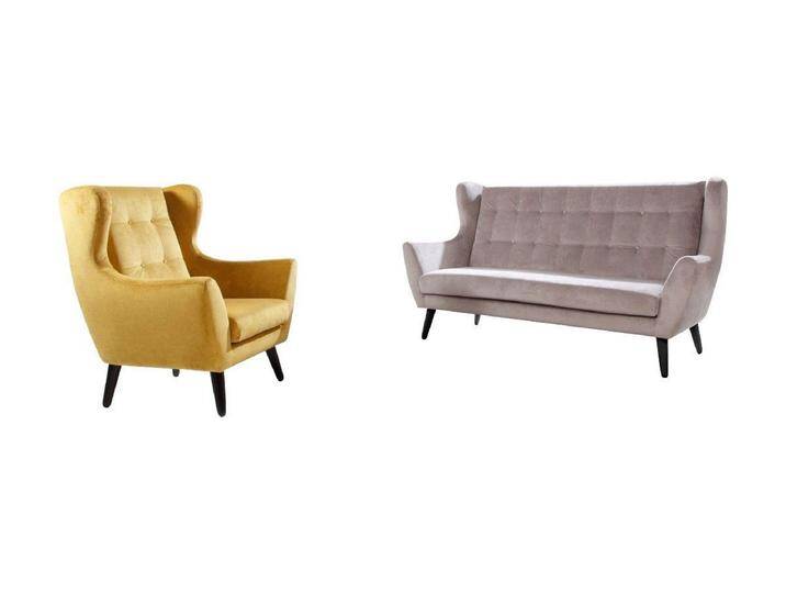 Xlmoebel Wohnzimmer-Set Zeitgenössische 3+1 Sitzer Sofagruppe Designer Möbel Neu Stoff, (2-St., 3+1 Sitzer), Hergestellt in Europa, gelb grau von OTTO