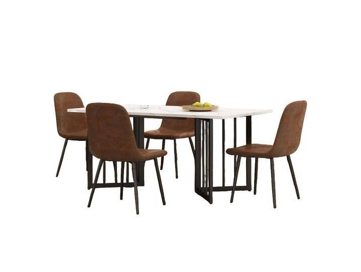 YNOFIT Essgruppe Moderner Küchentisch Set(5-tlg),Esstisch mit 4 Stühlen, V-förmig Golden Tischbeine, Vintage Künstlich Wildledersitz, schwarz, Schwarz von OTTO